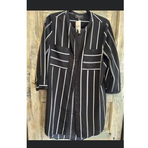 Black and White Striped Women's Tunic